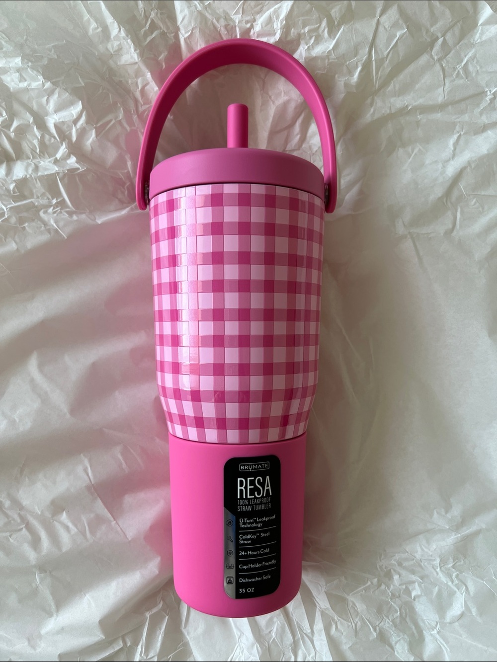 NIB • Brumate x Madi Nelson Pink Gingham Resa 35oz Tumbler • SOLD OUT - Picture 3 of 16